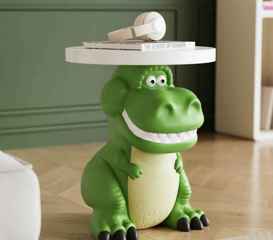 Whimsical Green Dinosaur Side Table - Playful Kids Room Furniture & Unique Living Room Decor Piece