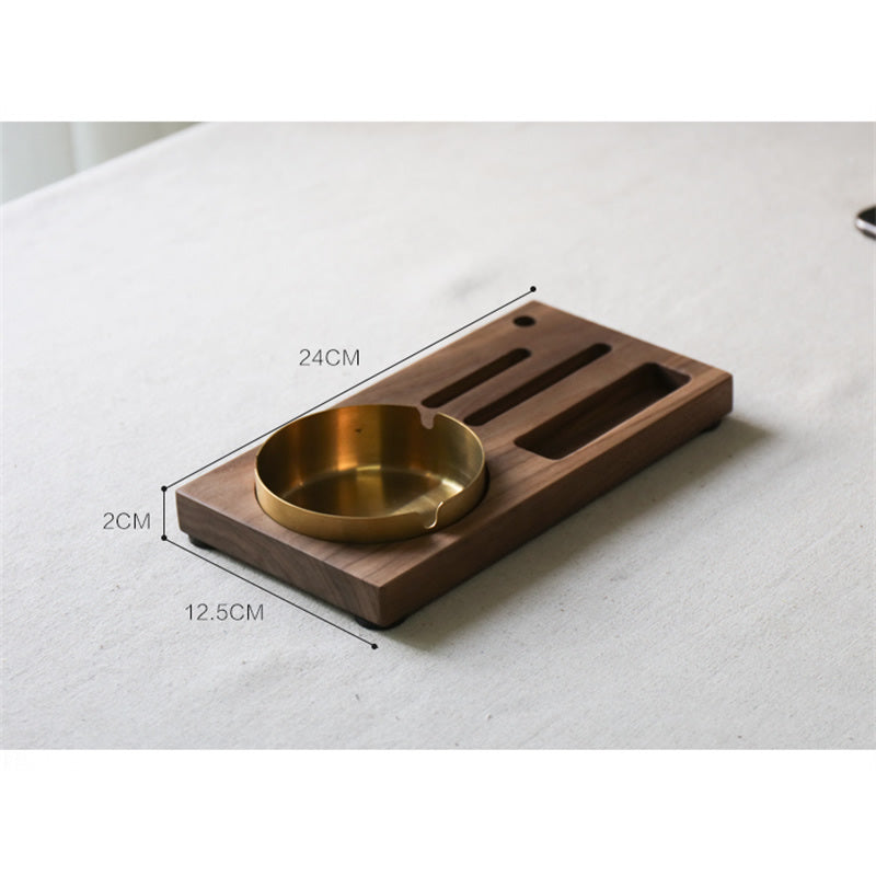 Black Walnut Wood Multi - Functional Ashtray , Desktop Organizer with Phone Stand and Storage Slots