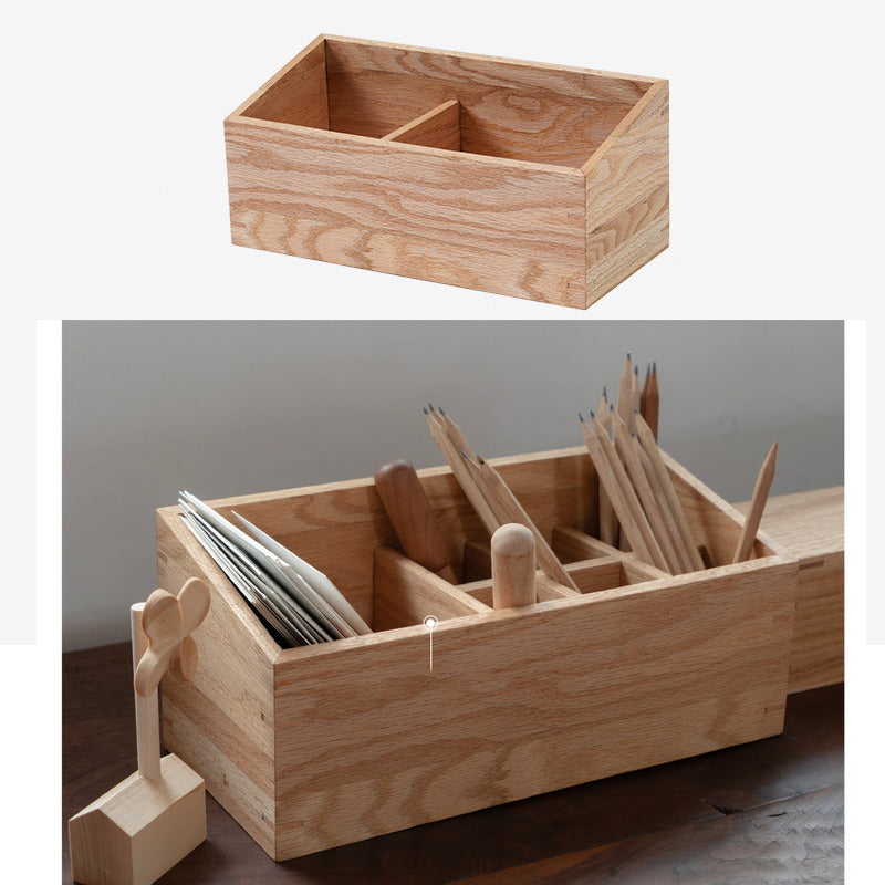 Creative Wooden Desk Organizer Storage Box