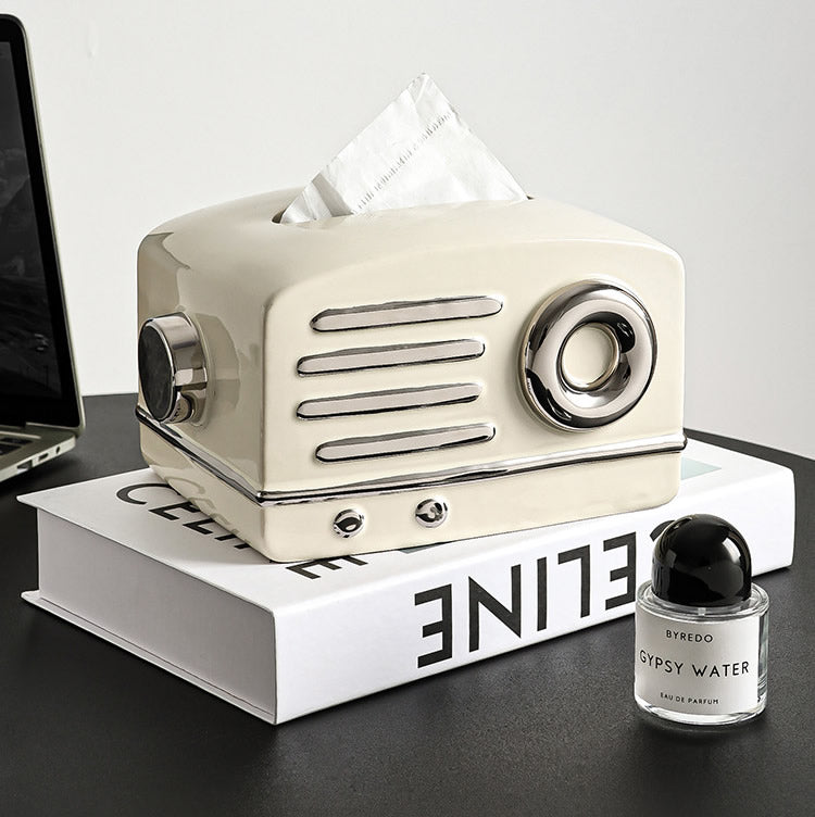 Creative Ceramic Radio Tissue Box, Art Design