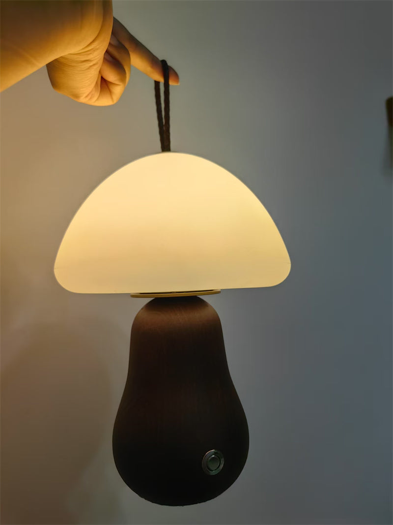 Enchanted Mushroom Charge Table Lamp - Wood Base for Cozy Ambience