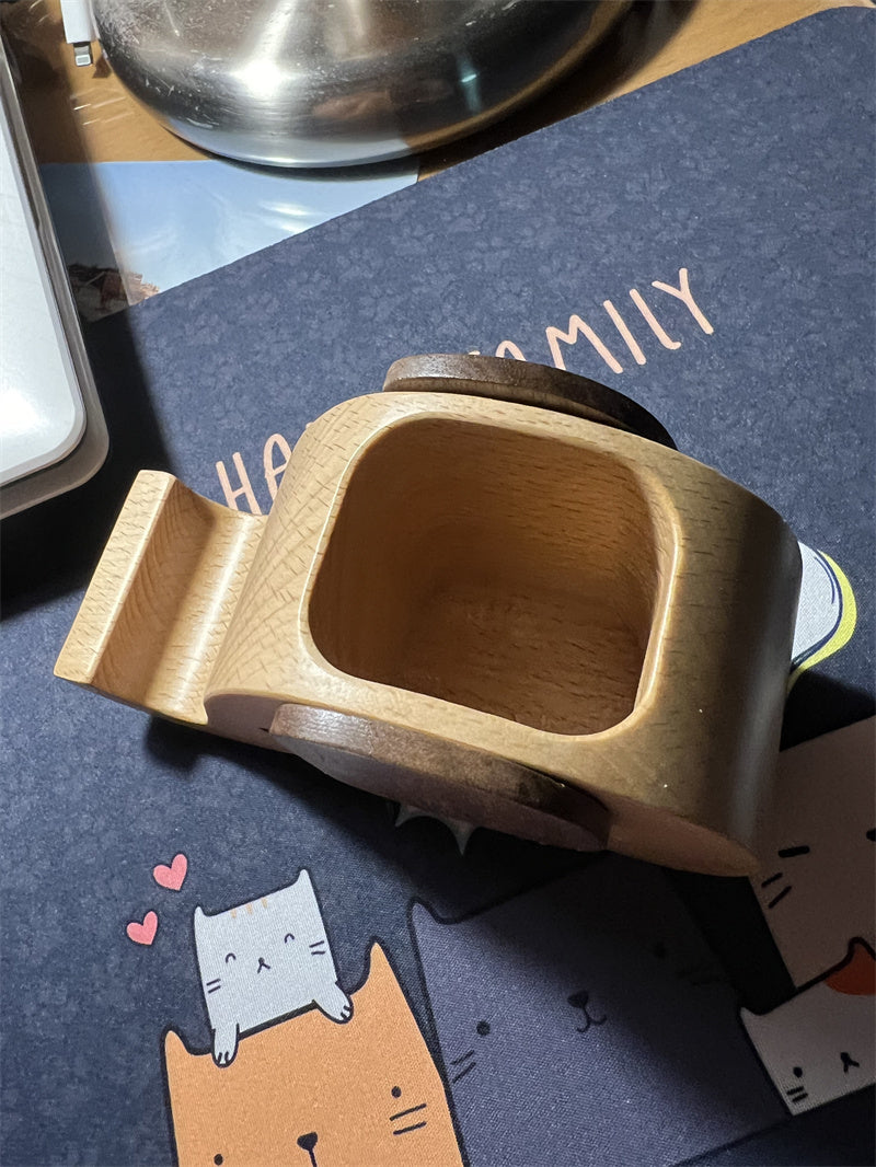 Exquisite Wooden Elephant Pen Holder with Phone Stand - Desk Organizer