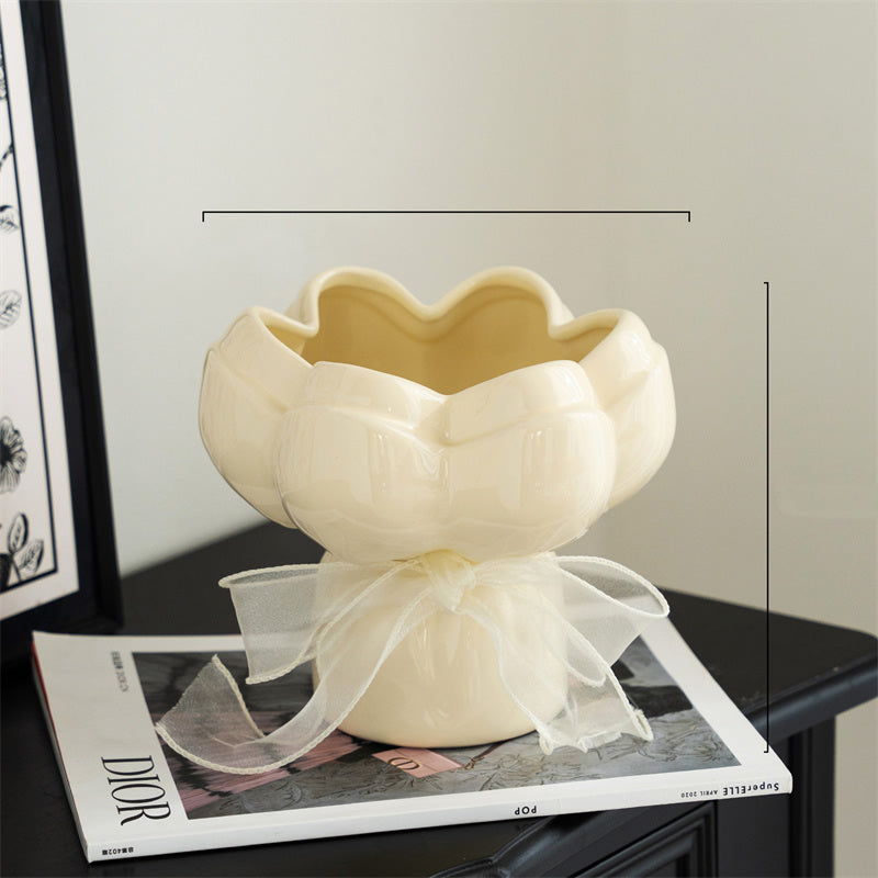 Flower - Shaped Ceramic Vase, Romantic Decorative Vases for Home&Wedding