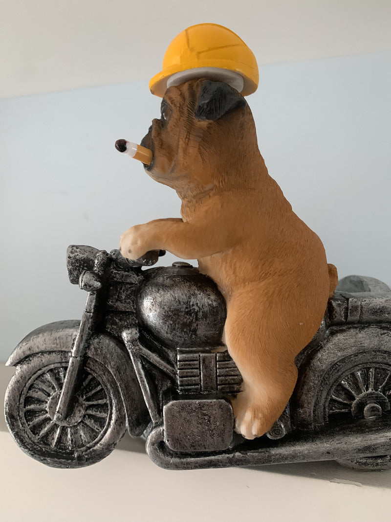 Funny Dog Riding Motorcycle Ashtray, Creative Gift, Unique Desktop Decoration