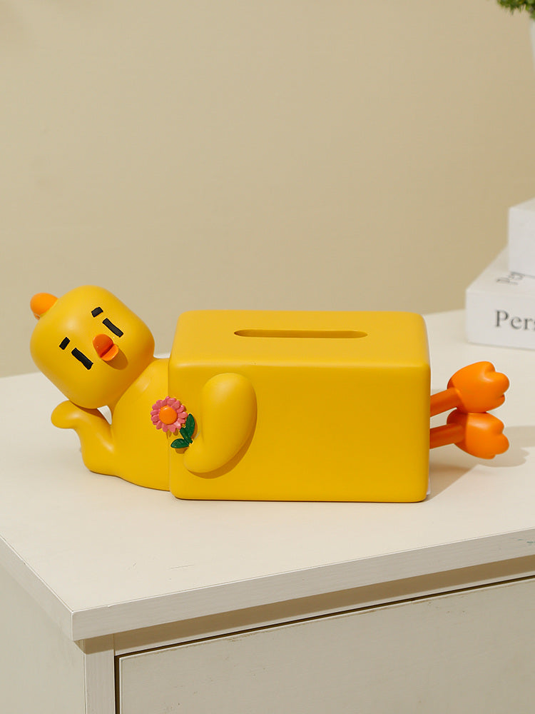 Lazy Little Yellow Duck Tissue Box, Desktop Decoration
