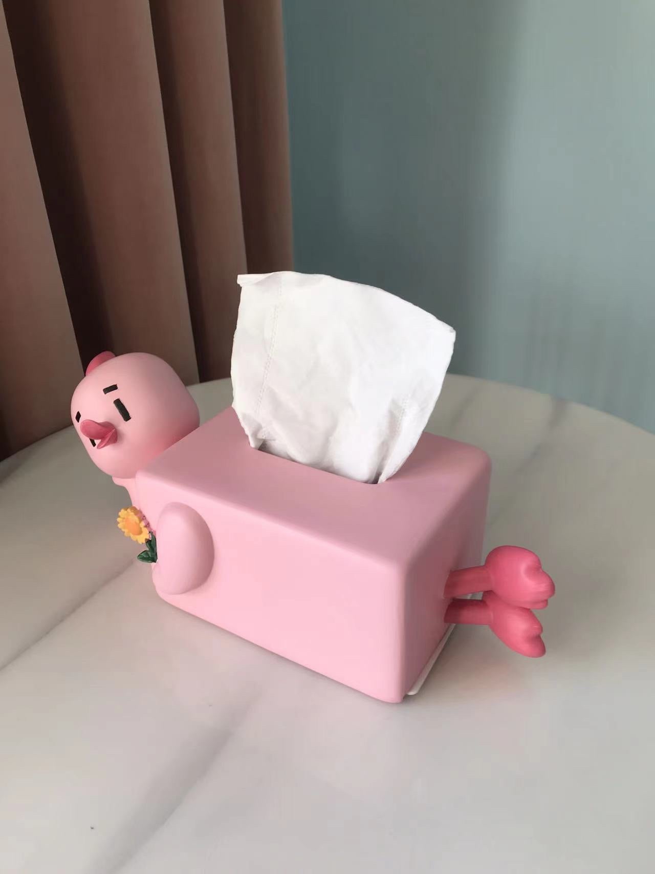 Lazy Little Yellow Duck Tissue Box, Desktop Decoration
