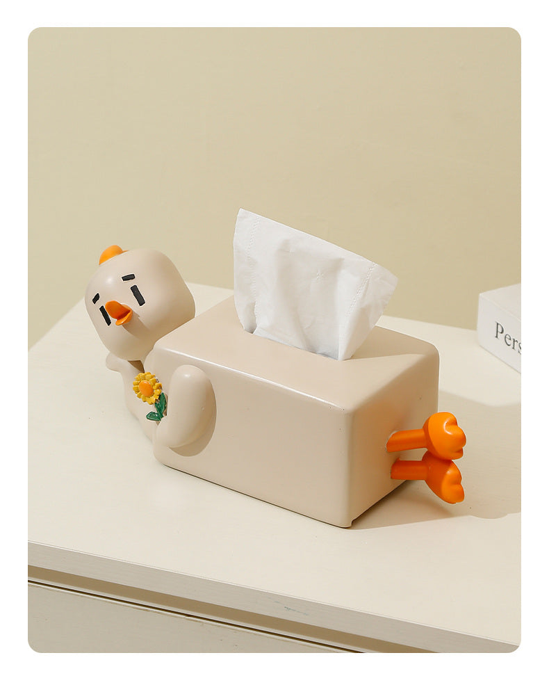 Lazy Little Yellow Duck Tissue Box, Desktop Decoration