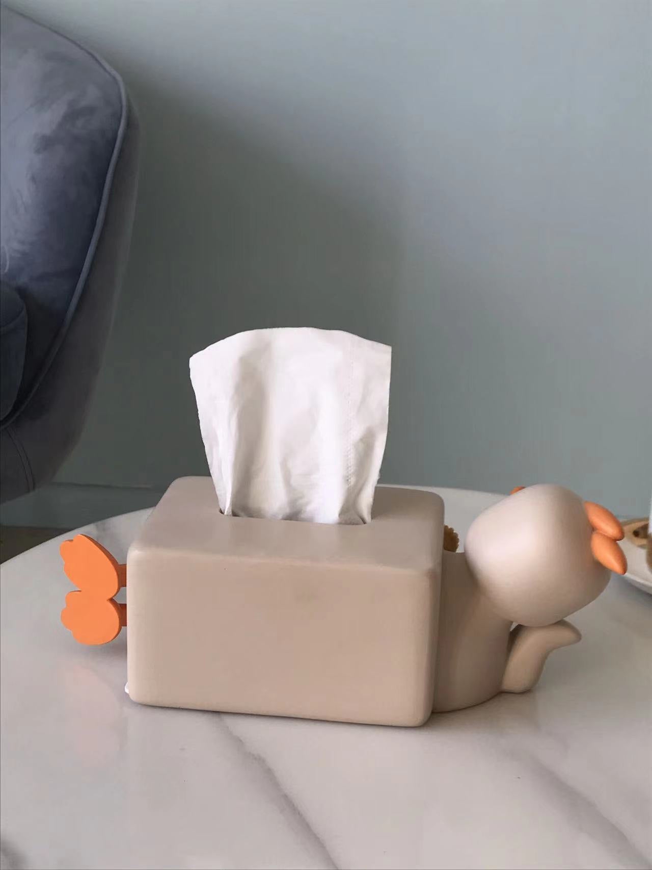 Lazy Little Yellow Duck Tissue Box, Desktop Decoration