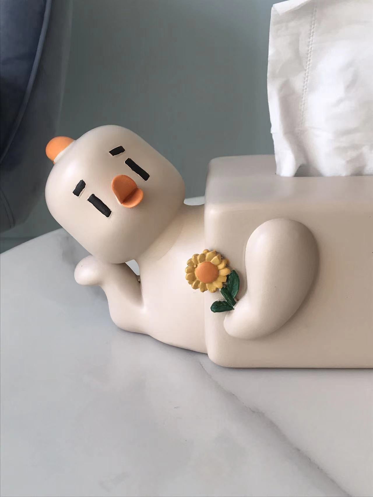 Lazy Little Yellow Duck Tissue Box, Desktop Decoration