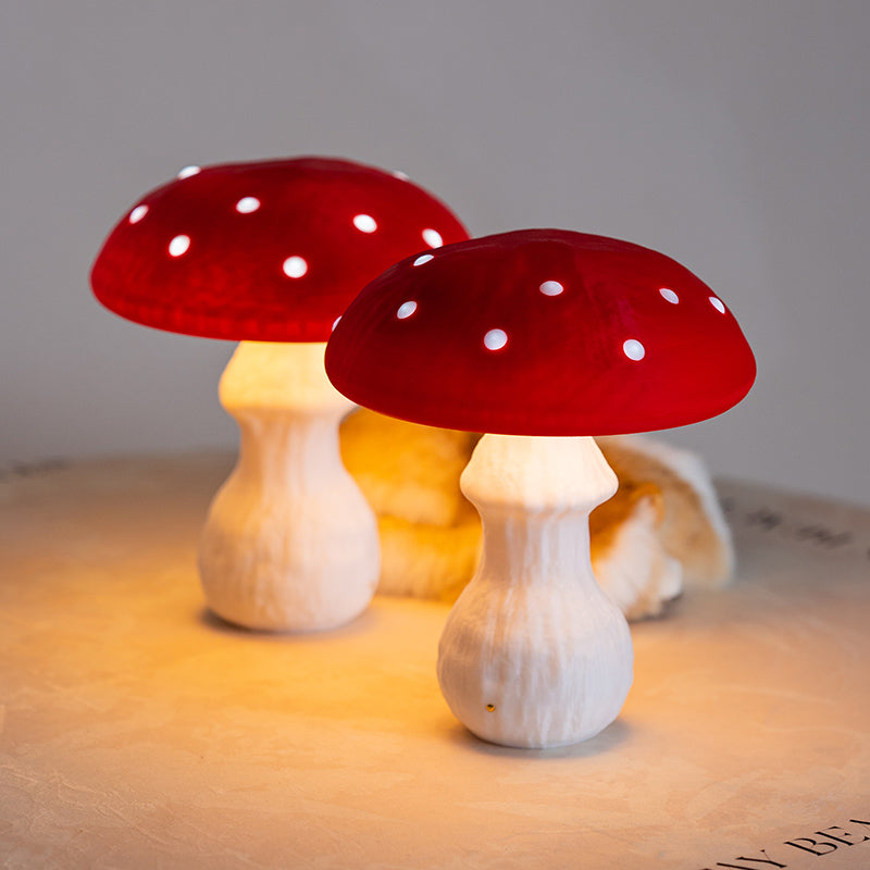 Red Big Mushroom Table Lamp, Bedroom Decorative Night Light