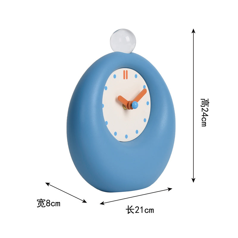 Minimalist Blue Alarm Clock, Cute Round Desktop Clock,Office Decor