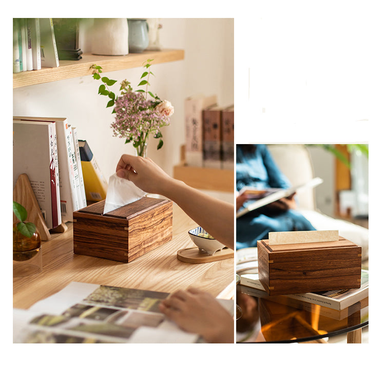 Simple Literary Wooden Desktop Tissue Box