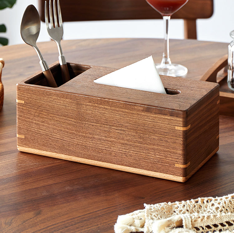 Wooden Desktop Organization Storage,Tissue Box, Black Walnut Classic Design