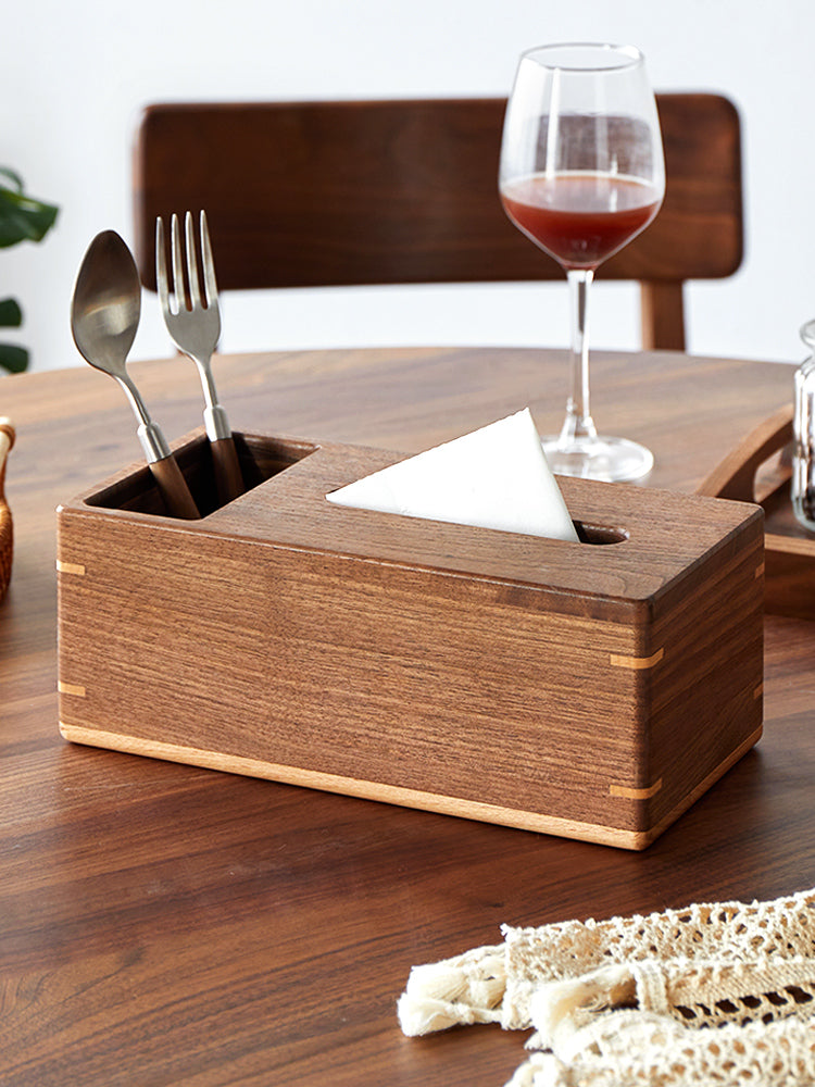 Wooden Desktop Organization Storage,Tissue Box, Black Walnut Classic Design