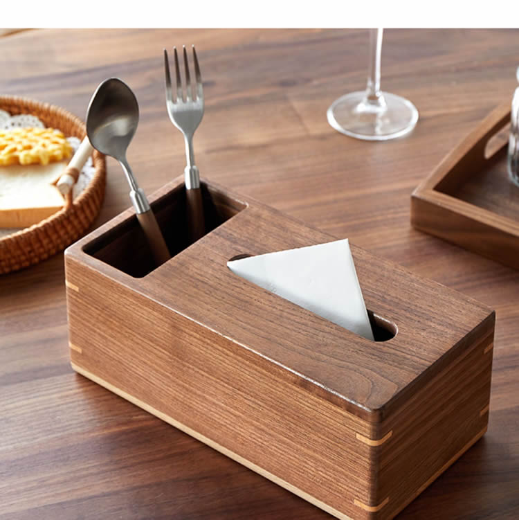 Wooden Desktop Organization Storage,Tissue Box, Black Walnut Classic Design
