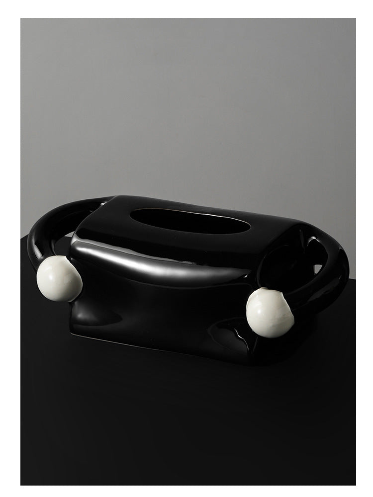 Abstract Art Big Hand Ceramic Tissue Box, Office Desk Organization, Home Decoration