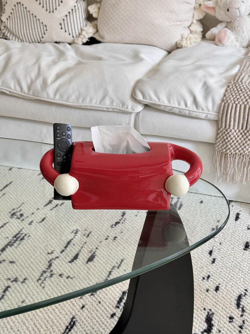 Abstract Art Big Hand Ceramic Tissue Box, Office Desk Organization, Home Decoration