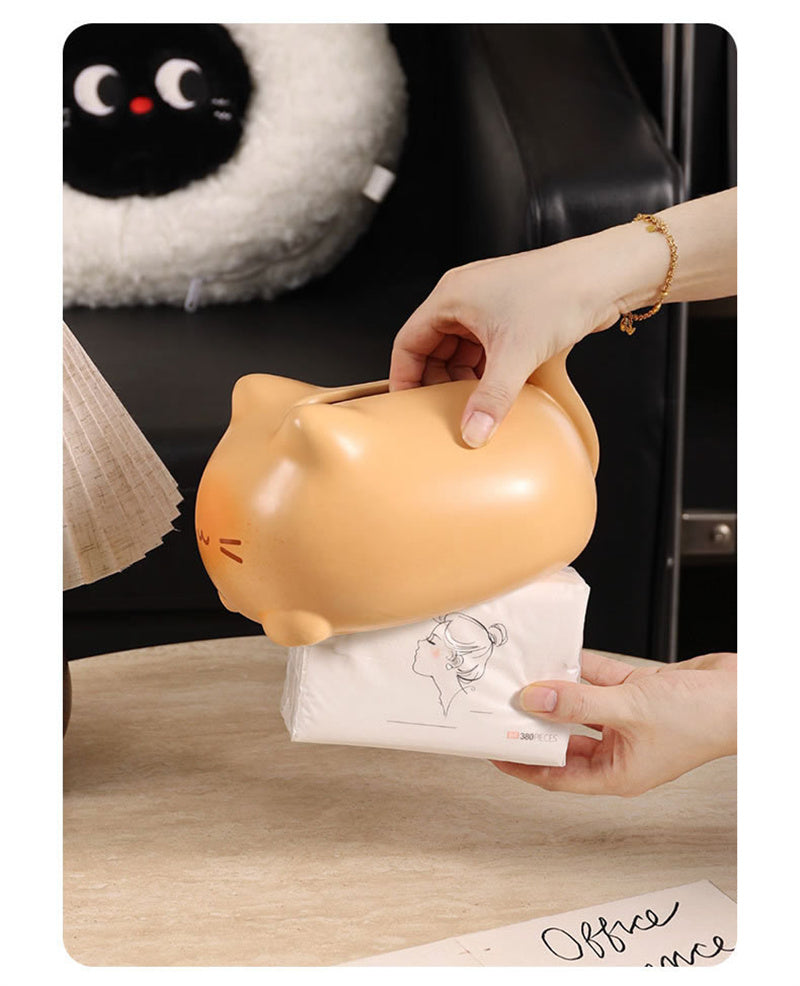 Abstract Happy Cat Ceramic Tissue Box – Cute Animal Home Decor