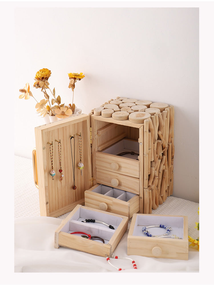 Abstract Refrigerator-Style Wooden Jewelry Box, Desktop Organizer Storage Box
