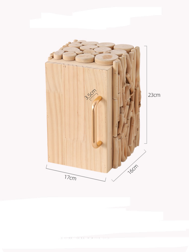 Abstract Refrigerator-Style Wooden Jewelry Box, Desktop Organizer Storage Box