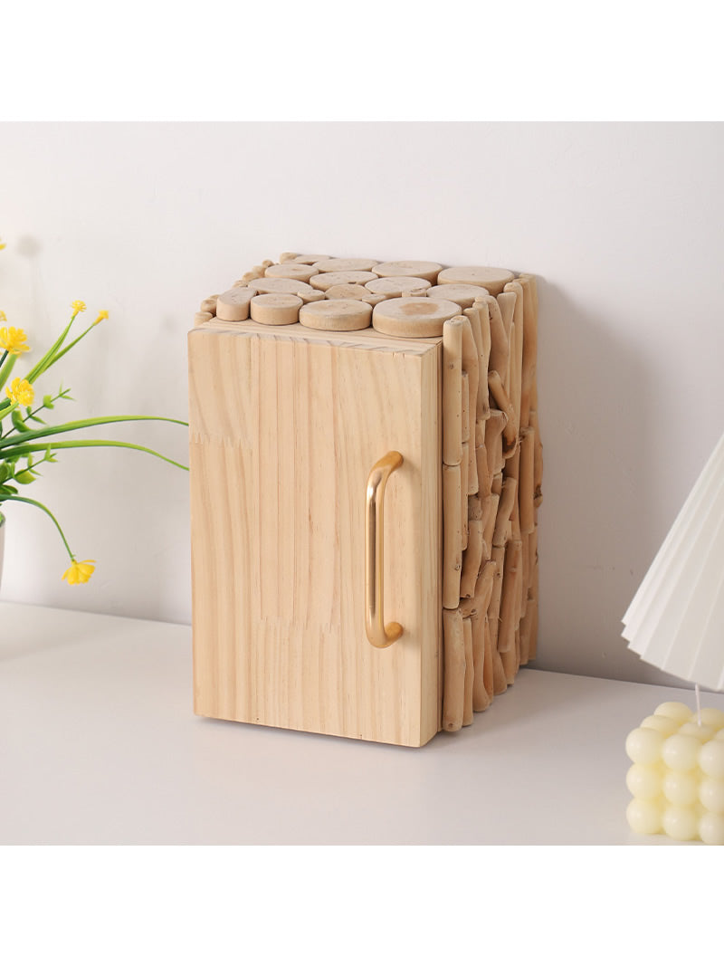 Abstract Refrigerator-Style Wooden Jewelry Box, Desktop Organizer Storage Box