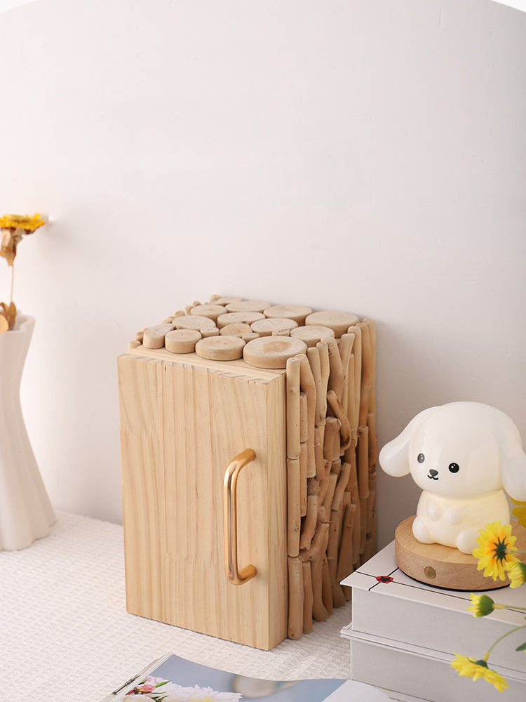 Abstract Refrigerator-Style Wooden Jewelry Box, Desktop Organizer Storage Box