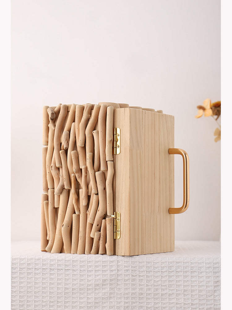 Abstract Refrigerator-Style Wooden Jewelry Box, Desktop Organizer Storage Box