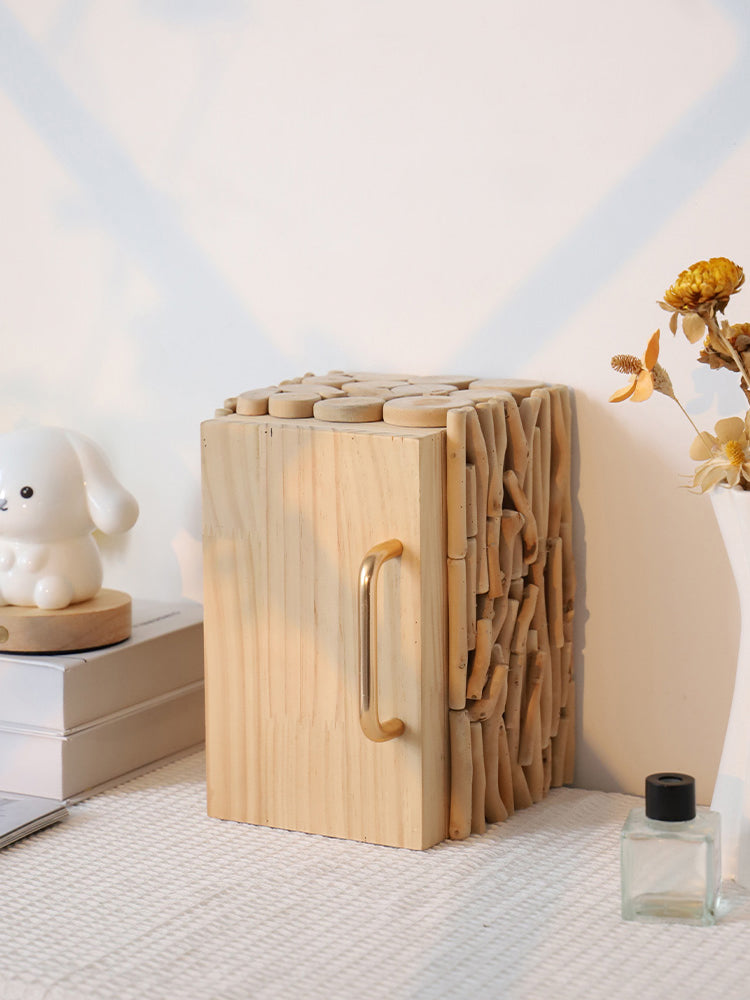 Abstract Refrigerator-Style Wooden Jewelry Box, Desktop Organizer Storage Box