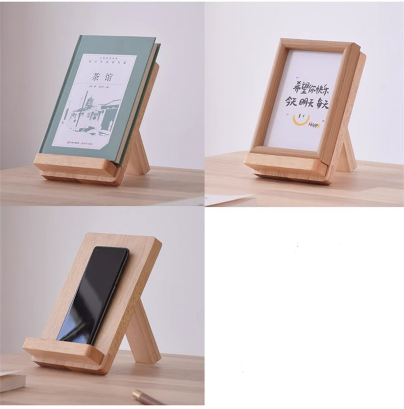 Adjustable Wooden Book Stand - Desktop Reading Holder for Books, Tablets & Documents