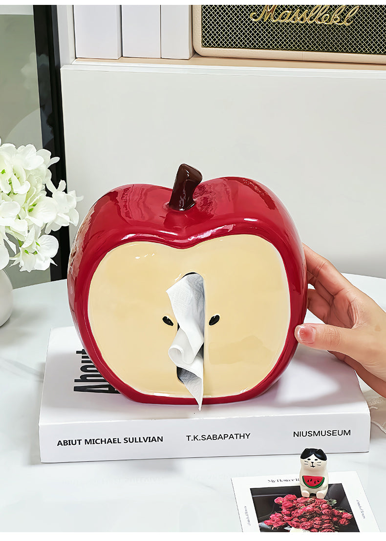 Adorable Apple-Shaped Ceramic Tissue Box - Fun & Whimsical Home Decor