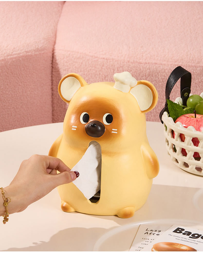 Adorable Hamster Ceramic Tissue Box Holder - Cute Animal Home Decor for Living Room, Bedroom & Office
