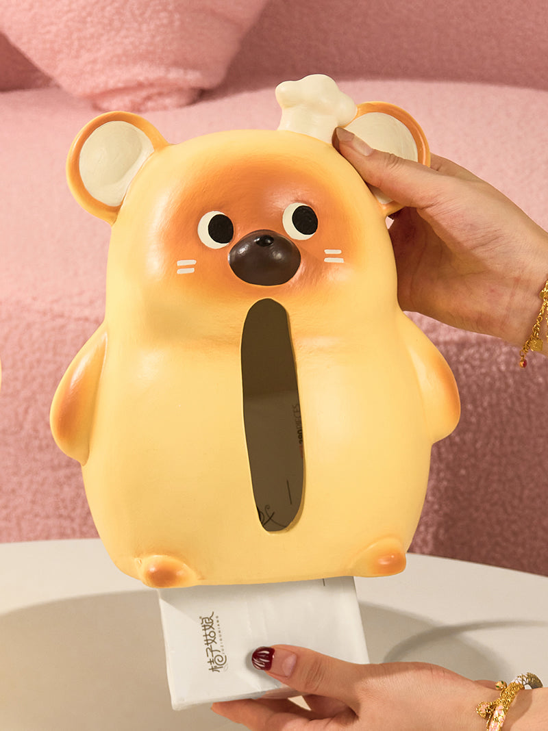 Adorable Hamster Ceramic Tissue Box Holder - Cute Animal Home Decor for Living Room, Bedroom & Office