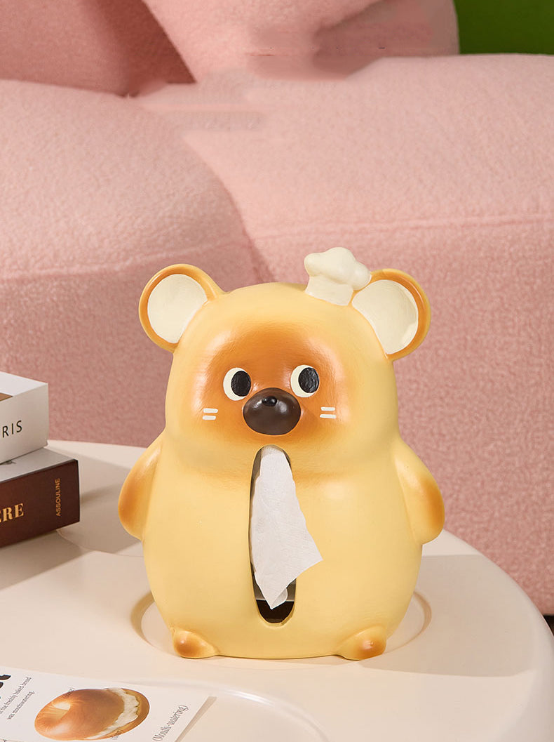 Adorable Hamster Ceramic Tissue Box Holder - Cute Animal Home Decor for Living Room, Bedroom & Office