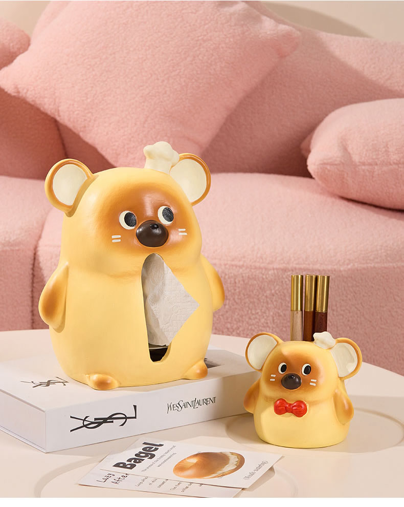Adorable Hamster Ceramic Tissue Box Holder - Cute Animal Home Decor for Living Room, Bedroom & Office