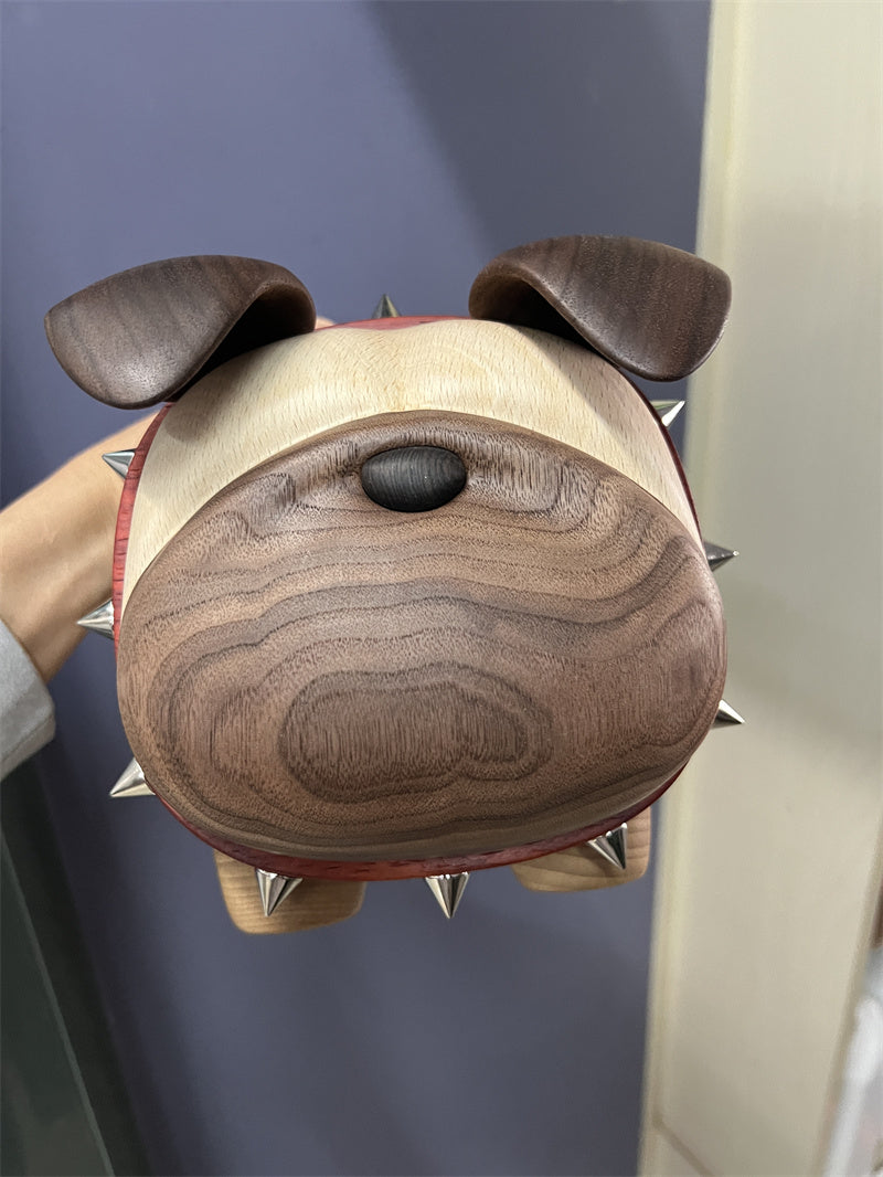 Amazing Bulldog Wooden Tissue Box - Solid Wood Dog Desktop Artistic Decorative Ornaments