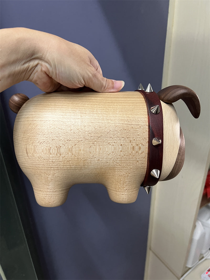 Amazing Bulldog Wooden Tissue Box - Solid Wood Dog Desktop Artistic Decorative Ornaments