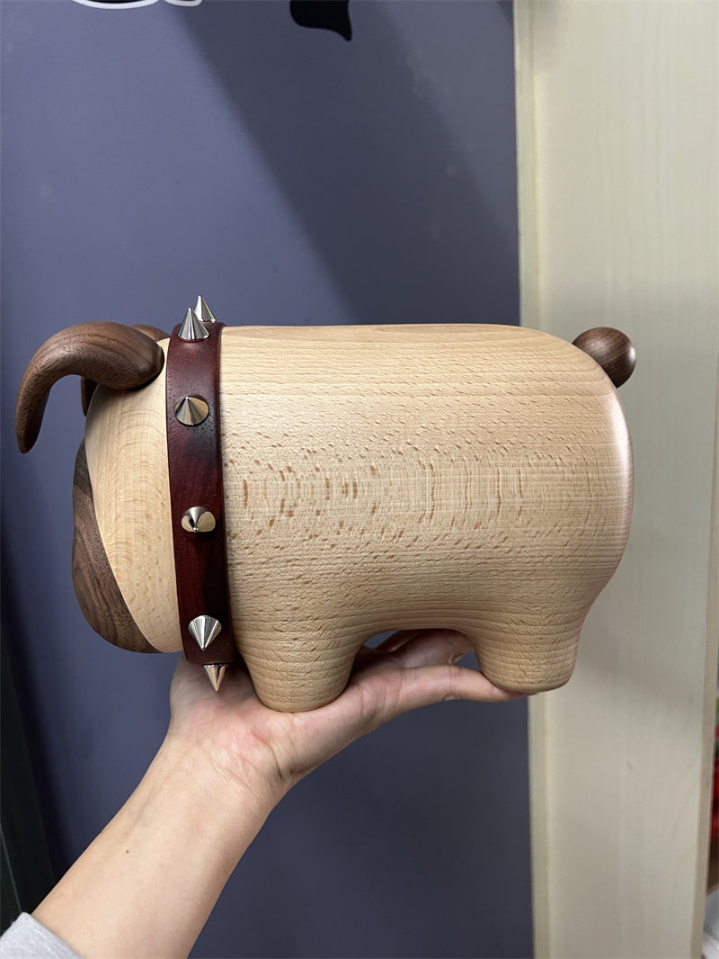 Amazing Bulldog Wooden Tissue Box - Solid Wood Dog Desktop Artistic Decorative Ornaments