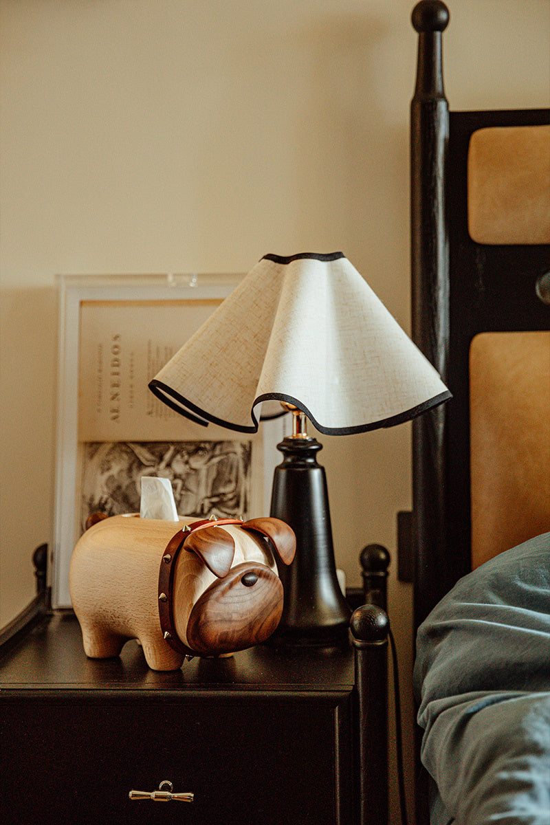 Amazing Bulldog Wooden Tissue Box - Solid Wood Dog Desktop Artistic Decorative Ornaments