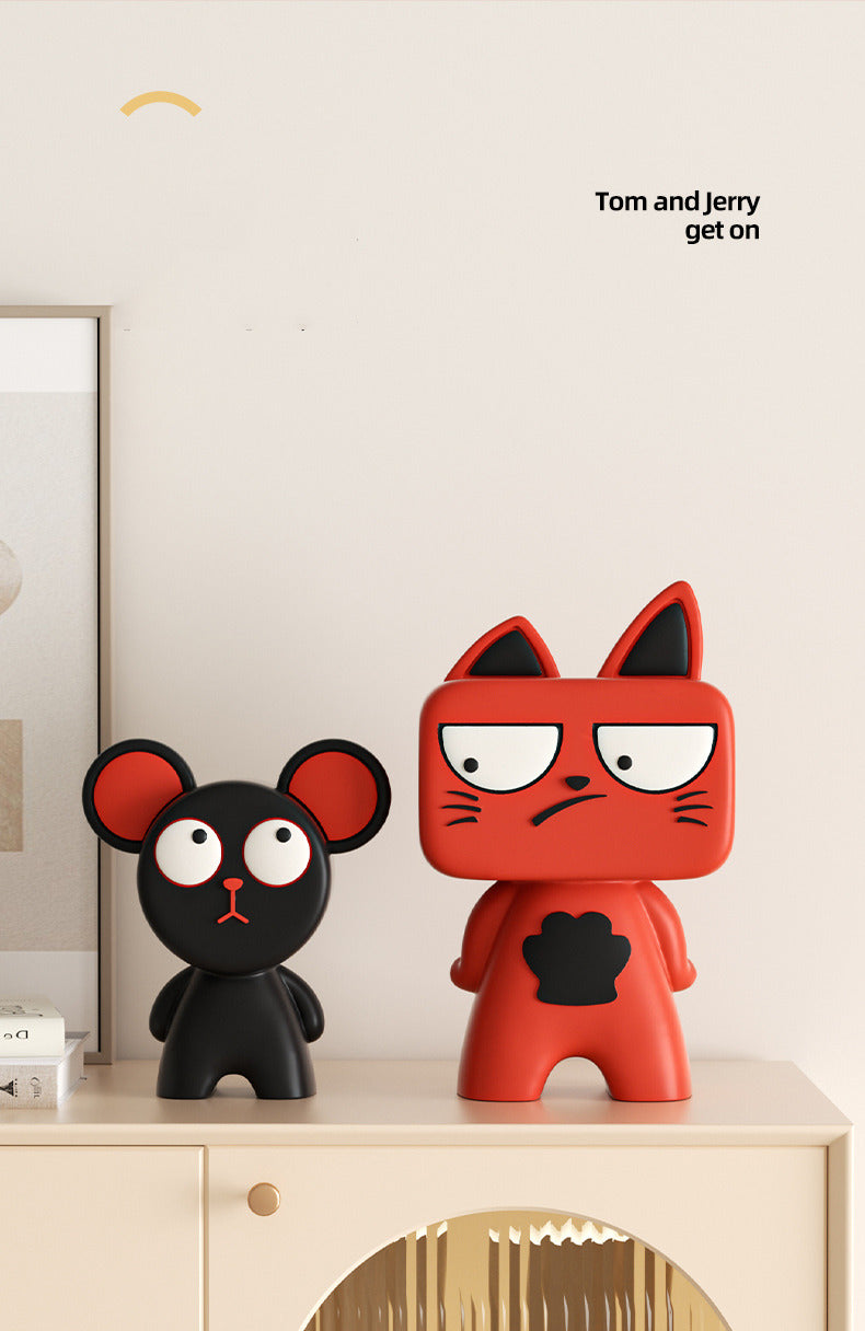 Amazing Tom & Jerry Art Sculpture - Playful Cartoon Character Desk Decor