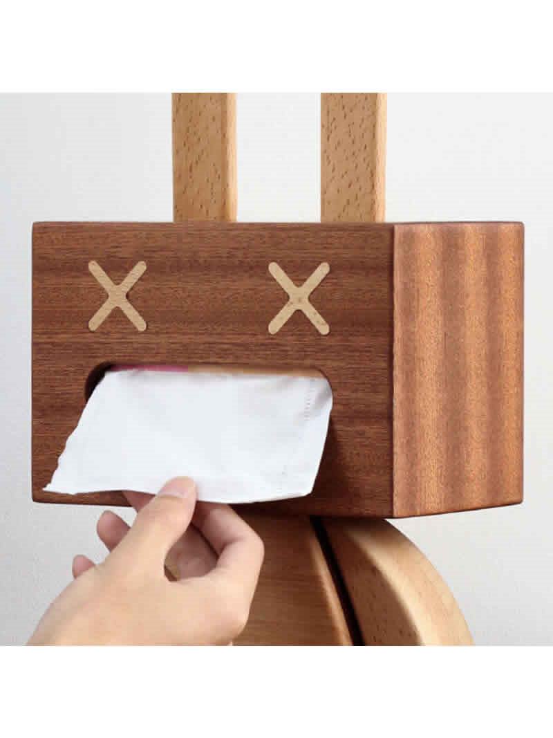 Amazing Wooden Robot Tissue Box, Creative Home Desktop Decoration Ornaments
