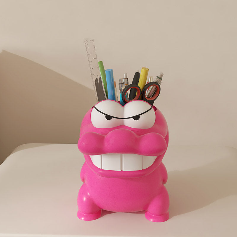 Angry Pink Crocodile Pencil Holder - With Big Eyes And Sharp Teeth, Fun Desk Organize
