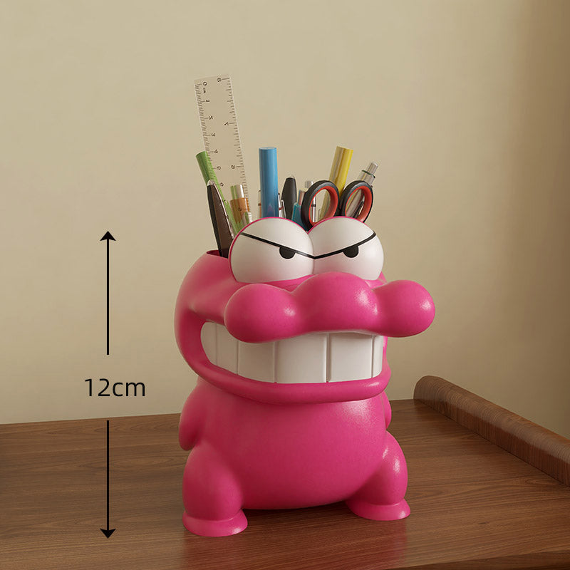 Angry Pink Crocodile Pencil Holder - With Big Eyes And Sharp Teeth, Fun Desk Organize