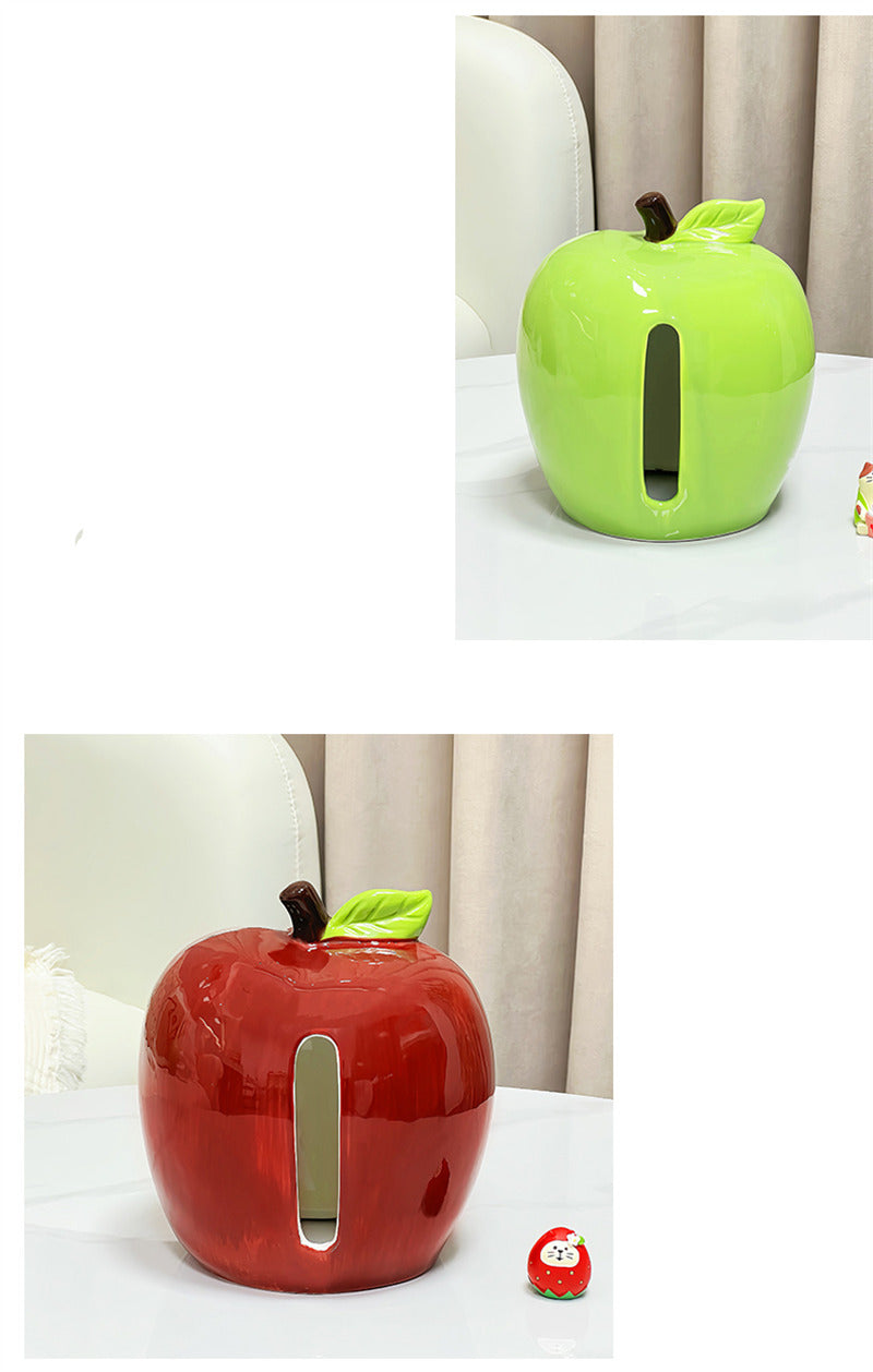 Apple Ceramic Tissue Box Holder - Cute Fruit-Shaped Dispenser for Home & Office