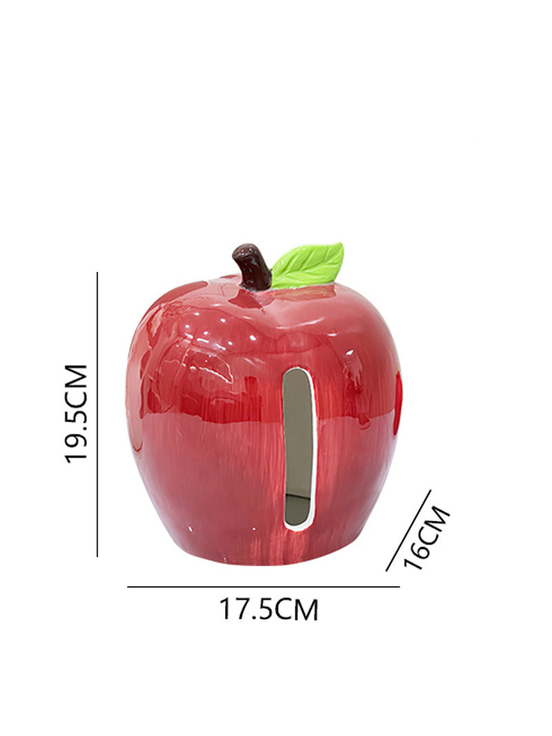 Apple Ceramic Tissue Box Holder - Cute Fruit-Shaped Dispenser for Home & Office