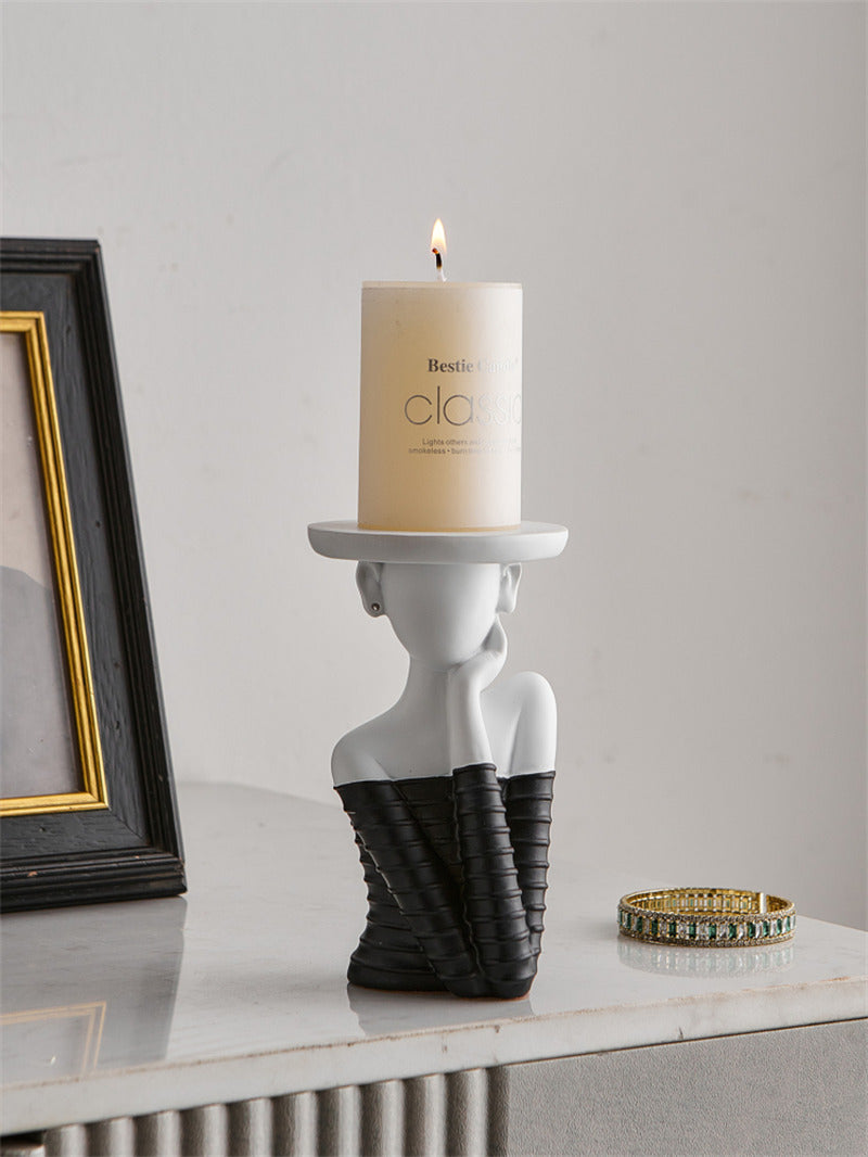 Artistic Human - Figure Candle Holders: Black and White Elegance