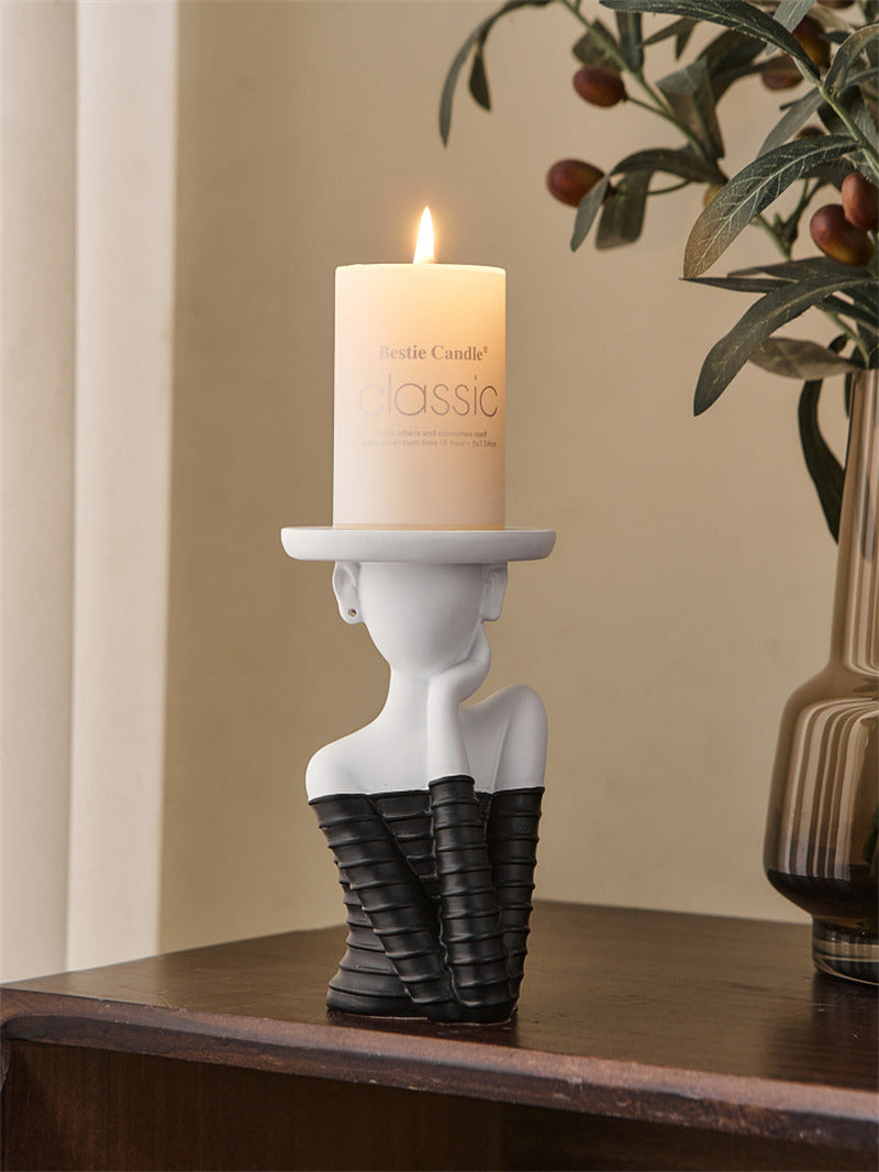 Artistic Human - Figure Candle Holders: Black and White Elegance