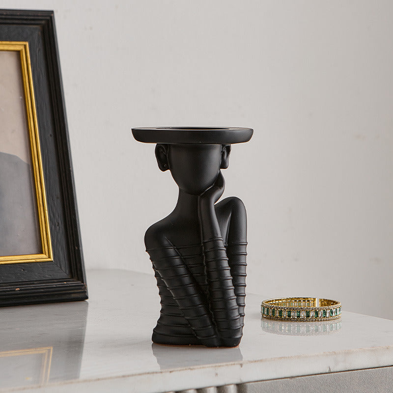 Artistic Human - Figure Candle Holders: Black and White Elegance