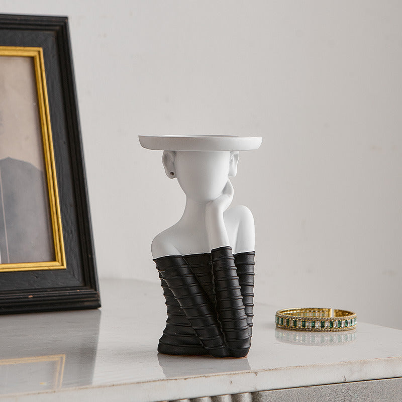 Artistic Human - Figure Candle Holders: Black and White Elegance