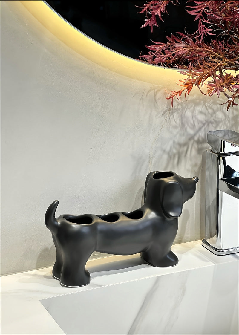 Bathroom Decoration Dog Makeup Organizer - Vanity Storage With Multi-Compartments