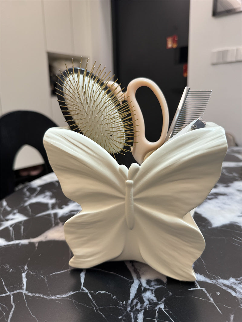 Beautiful Butterfly-Shaped Ceramic 2-in-1 Vase & Desk Organizer,Remote Control Holder
